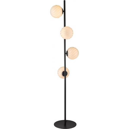 Lampa podłogowa 4 szklane kule Twist opal/czarny HaloDesign | Lampa podłogowa do salonu