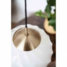 Lampa wisząca szklana kula Twist 15cm opal/mosiądz HaloDesign | Lampy wiszące do salonu, kuchni i sypialni