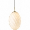 Lampa wisząca szklana Twist Oval 15cm opal/mosiądz HaloDesign | Lampy wiszące do salonu, kuchni i sypialni