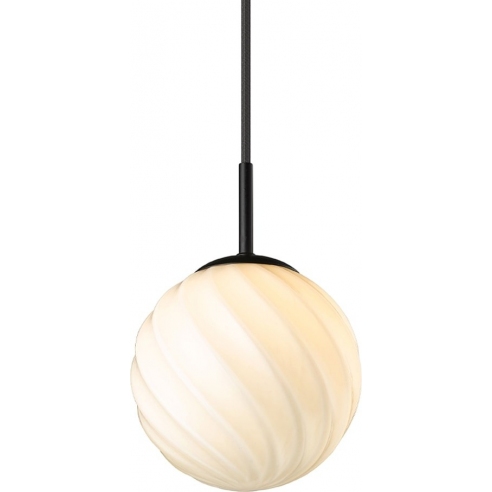 Lampa wisząca szklana kula Twist 15cm opal/czarny HaloDesign | Lampy wiszące do salonu, kuchni i sypialni