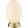 Lampa stołowa szklana Twist Oval opal/mosiądz HaloDesign | Lampa na stolik nocny, komodę i parapet