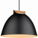 Lampa wisząca skandynawska z drewnem Arhus 40cm czarna HaloDesign | Lampy wiszące do salonu, kuchni i sypialni