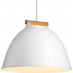 Lampa wisząca skandynawska z drewnem Arhus 40cm biała HaloDesign | Lampy wiszące do salonu, kuchni i sypialni