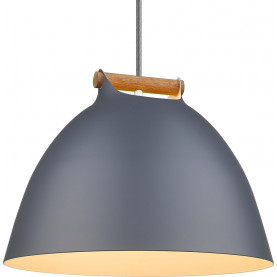 Lampa wisząca skandynawska z drewnem Arhus 40cm szara HaloDesign | Lampy wiszące do salonu, kuchni i sypialni