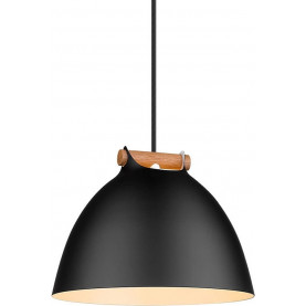 Lampa wisząca skandynawska z drewnem Arhus 24cm czarna HaloDesign | Lampy wiszące do salonu, kuchni i sypialni