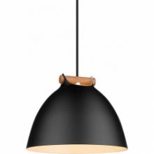Lampa wisząca skandynawska z drewnem Arhus 24cm czarna HaloDesign | Lampy wiszące do salonu, kuchni i sypialni