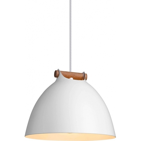 Lampa wisząca skandynawska z drewnem Arhus 24cm biała HaloDesign | Lampy wiszące do salonu, kuchni i sypialni