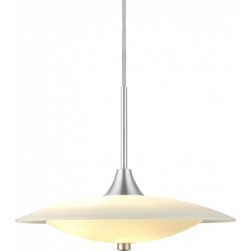 Lampa wisząca szklana Baroni 40cm opal/aluminium HaloDesign | Lampy wiszące do salonu, kuchni i sypialni