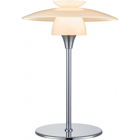 Lampa stołowa nowoczesna Scandinavia opal/chrom HaloDesign | Lampa na stolik nocny, komodę i parapet