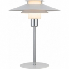 Lampa stołowa nowoczesna Rivoli biały/chrom HaloDesign | Lampa na stolik nocny, komodę i parapet