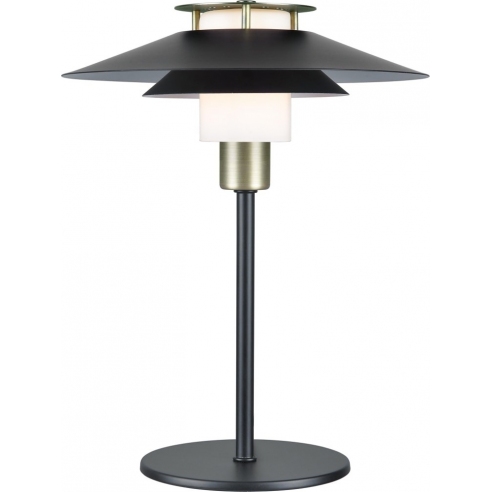 Lampa stołowa nowoczesna Rivoli czarny/mosiądz HaloDesign | Lampa na stolik nocny, komodę i parapet