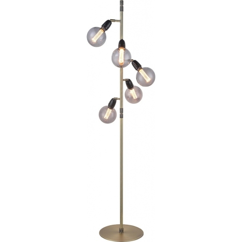 Lampa podłogowa loft 5 żarówek Compass mosiężna HaloDesign | Lampa podłogowa do salonu