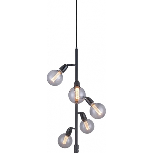 Lampa wisząca loft 5 żarówek Compass Vertical 29cm czarna HaloDesign | Lampy wiszące do salonu, kuchni i sypialni