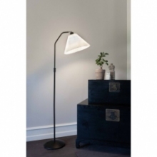 Lampa podłogowa z plisowanym abażurem Berlin czarny/biały HaloDesign | Lampa podłogowa do salonu