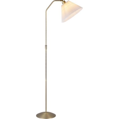 Lampa podłogowa z plisowanym abażurem Berlin antyczny mosiądz/biały HaloDesign | Lampa podłogowa do salonu