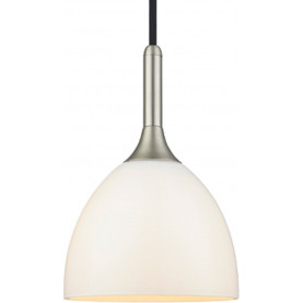 Lampa wisząca szklana Bellevue 24cm opal/srebrny HaloDesign | Lampy wiszące do salonu, kuchni i sypialni