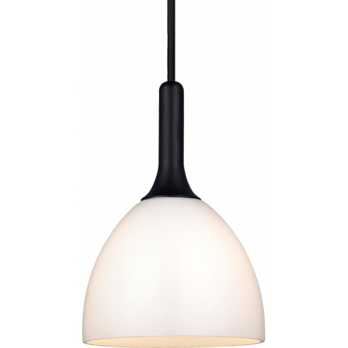 Lampa wisząca szklana Bellevue 14cm opal/czarne drewno HaloDesign | Lampy wiszące do salonu, kuchni i sypialni