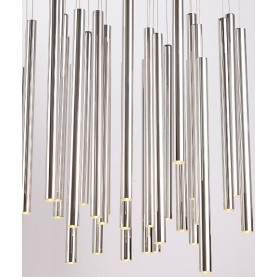 Lampa wisząca nowoczesna ściemniana Organic 62 LED chrom MaxLight - żyrandol metalowy. Elegancki design, 62 chromowane cylindryczne klosze, ściemniacz dla regulacji natężenia światła. Idealne oświetlenie do salonu lub jadalni. 2