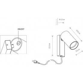 Mono black wall lamp with switch and cable Nowodvorski 2