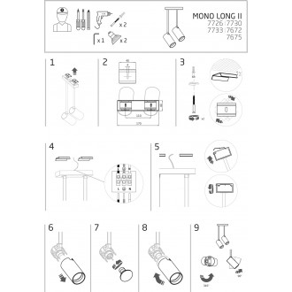 Mono II double semi flush ceiling lamp Nowodvorski