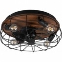 Trondheim 48cm black&wood wire ceiling lamp with fan Reality