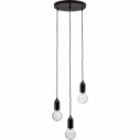 Denno III black pendant lamp with "bulbs" on cable