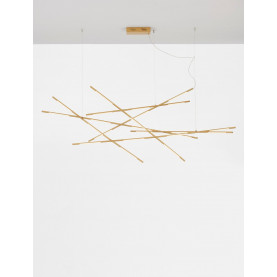 Lampa wisząca nowoczesna Strise LED 180cm mosiężna.  Żyrandol nowoczesny o minimalistycznym designie.  Eleganckie, mosiężne ramiona z wbudowanym oświetleniem LED.  Idealne do salonu lub jadalni.  Długość 180cm. 2