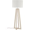 Skandynawska Lampa podłogowa drewniana z abażurem Across 60 Biały/Brąz Nowodvorski do czytania w salonie.