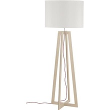 Skandynawska Lampa podłogowa drewniana z abażurem Across 60 Biały/Brąz Nowodvorski do czytania w salonie.