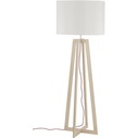 Skandynawska Lampa podłogowa drewniana z abażurem Across 60 Biały/Brąz Nowodvorski do czytania w salonie.