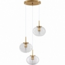 Lampa wisząca szklane kule retro Lenart III przeźroczysty/mosiądz