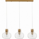 Lampa wisząca szklana retro Bulgy III 86cm przeźroczysty/mosiądz