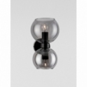 Tempo smoked glass retro wall lamp with 2 glass spheres