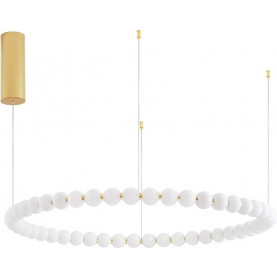 Moti LED 104cm white opal&gold glamour glass balls pendant lamp