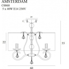 Plafon glamour z abażurem i kryształkami Amsterdam 60 Biały/Chrom MaxLight