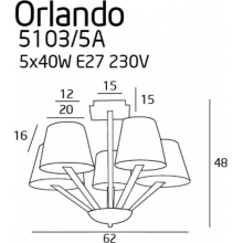 Żyrandol nowoczesny z abażurami Orlando 65 Czarny/Metal Szczotkowany MaxLight