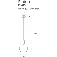Lampa wisząca szklana kula glamour Pluton 30 szara MaxLight