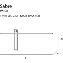 Kinkiet minimalistyczny podłużny Sabre 61 LED czarny MaxLight