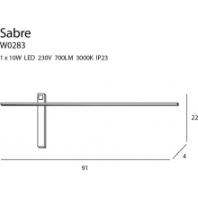 Kinkiet minimalistyczny podłużny Sabre 91 LED czarny MaxLight