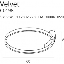 Plafon okrągły nowoczesny Velvet 60 LED czarny MaxLight