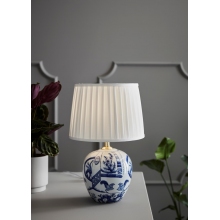 Lampa stołowa ceramiczna z abażurem Goteborg 30 Niebieska/Biała Markslojd