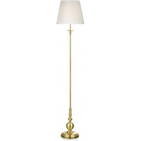 Stylizowana Lampa podłogowa z abażurem Imperia Mosiądz/Biała Markslojd do hotelu i restauracji.