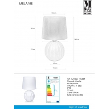 Lampa stołowa ceramiczna z abażurem Melanie 16 Biała Markslojd