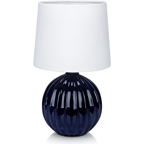 Lampa stołowa ceramiczna z abażurem Melanie 16 Niebieska Markslojd do sypialni, salonu i przedpokoju.