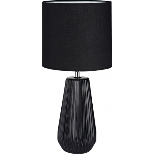 Lampa stołowa ceramiczna z abażurem Nicci 19 Czarna Markslojd do sypialni, salonu i przedpokoju.