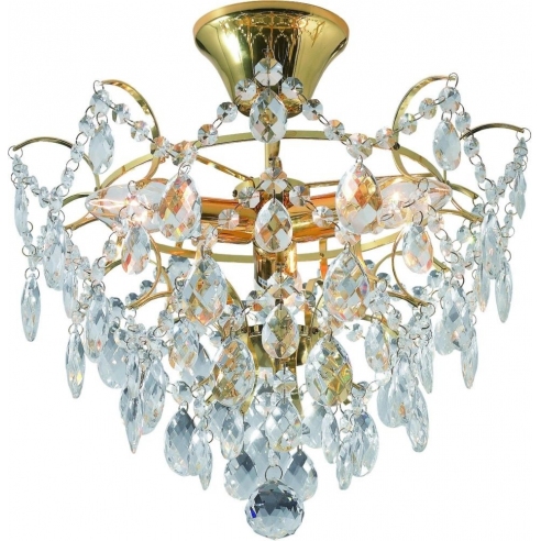 Stylizowany Plafon glamour z kryształkami Rosendal 36 Złoty Markslojd do sypialni, salonu i przedpokoju.