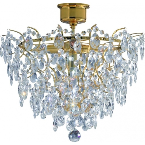 Stylizowany Plafon glamour z kryształkami Rosendal 48 Złoty Markslojd do sypialni, salonu i przedpokoju.