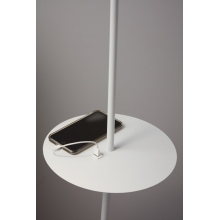 Lampa podłogowa ze stolikiem i USB Linear Biała Markslojd