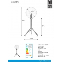 Lampa stołowa szklana kula Andrew Czarny/Przeźroczysty Markslojd