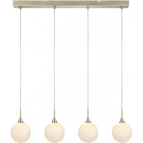 Glamour Lampa wisząca szklane kule Quattro 90 Biały/Mosiądz szczotkowany Markslojd do sypialni, salonu i restauracji.